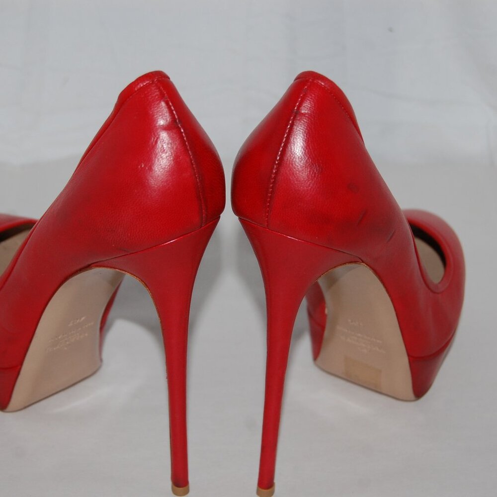 40.5US 10❤️ VALENTINO Red Leather Platform High Heels Pumps ITALY - Picture 11 of 16